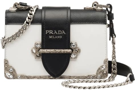 prada cahier crystal chain white|Cahier chain leather crossbody bag Prada White in Leather.